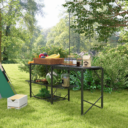 Best Outsunny Folding Camp Kitchen Table With Lantern Holder