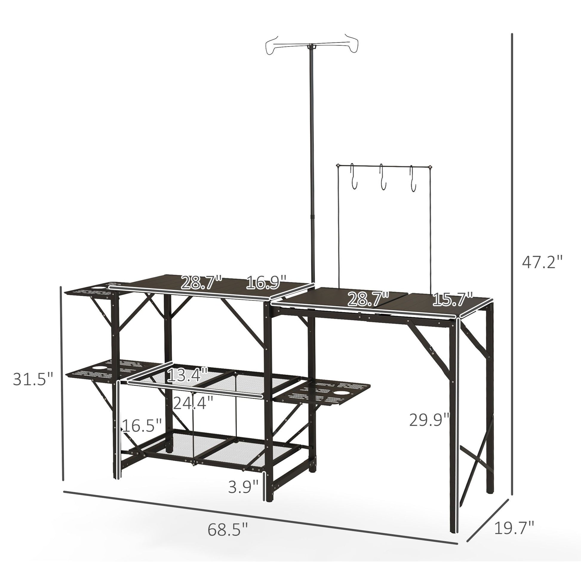 Best Outsunny Folding Camp Kitchen Table With Lantern Holder