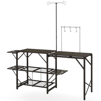 Best Outsunny Folding Camp Kitchen Table With Lantern Holder