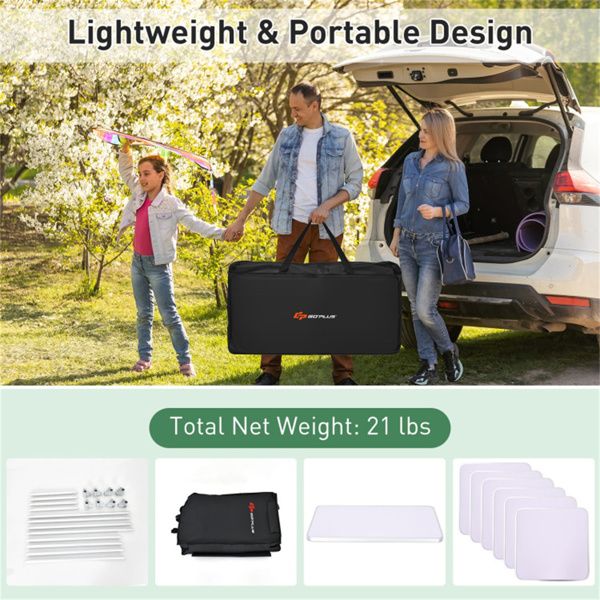 Black Folding Camping Kitchen Table With Storage Shelves