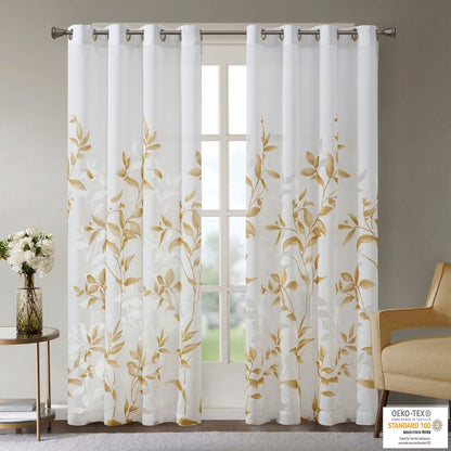 Burnout Printed Sheer Curtain Panel