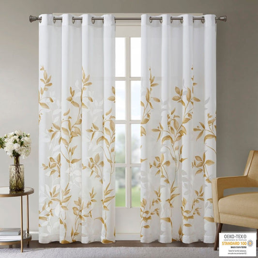 Burnout Printed Sheer Curtain Panel