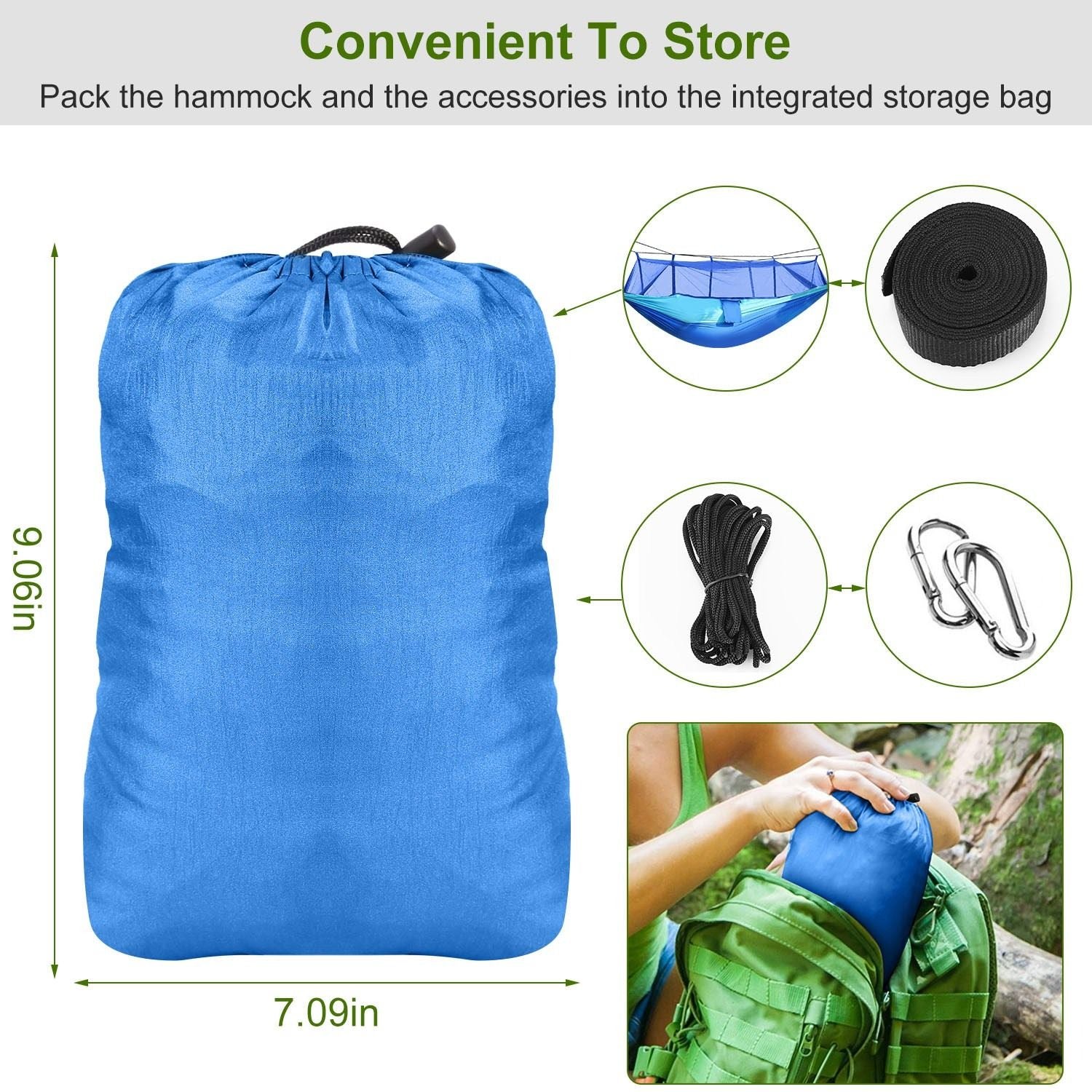 Camping Hammock With Net Lightweight 440lb