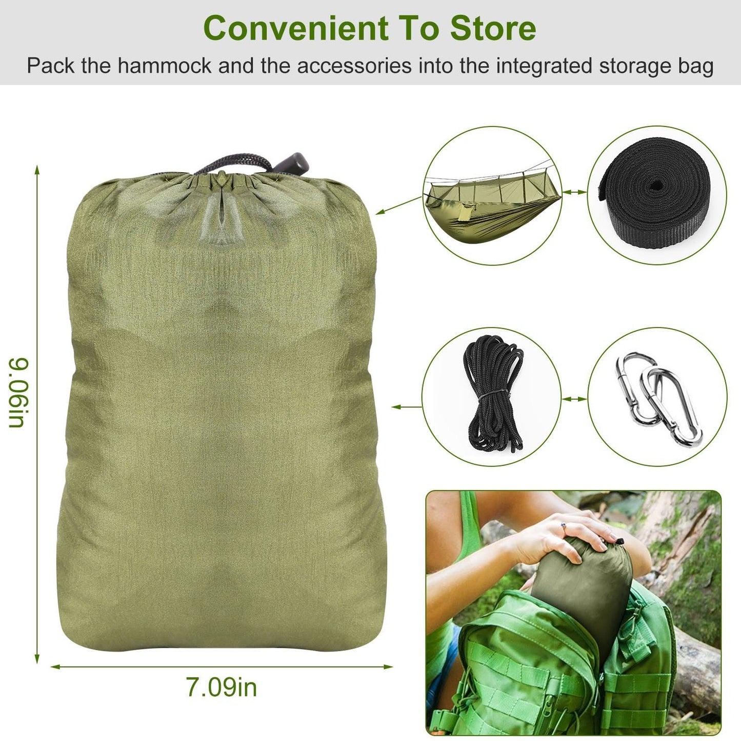 Camping Hammock With Net Lightweight 440lb