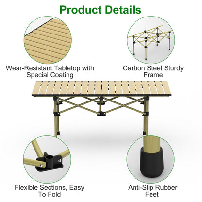 Carbon Steel Roll Up Camping Table Heavy Duty