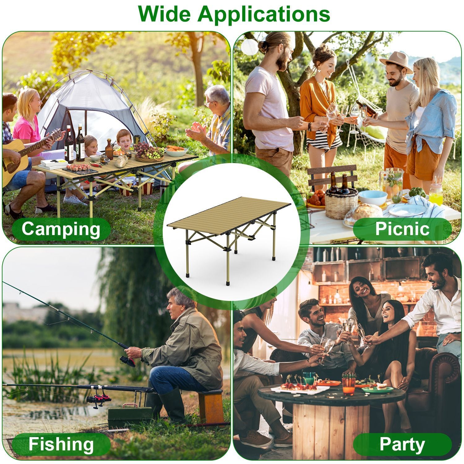 Carbon Steel Roll Up Camping Table Heavy Duty