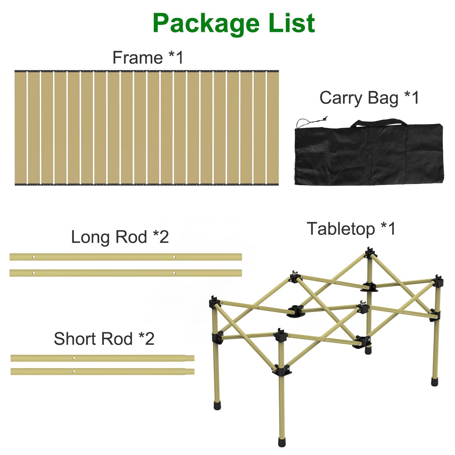 Carbon Steel Roll Up Camping Table Heavy Duty