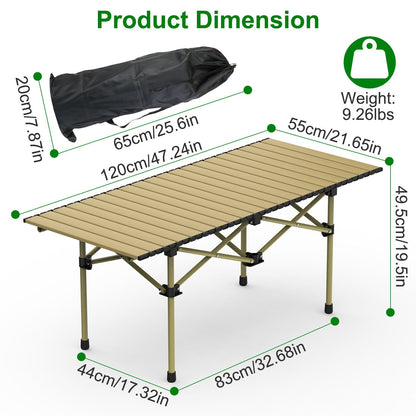 Carbon Steel Roll Up Camping Table Heavy Duty