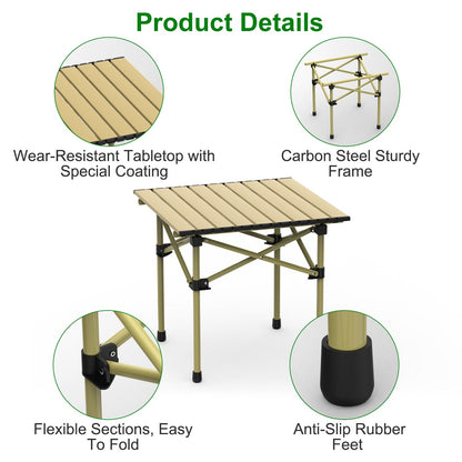 Carbon Steel Roll Up Camping Table Heavy Duty