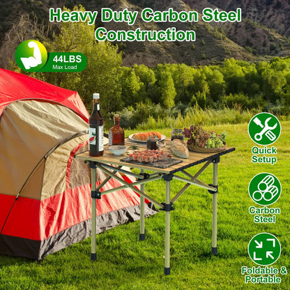 Carbon Steel Roll Up Camping Table Heavy Duty