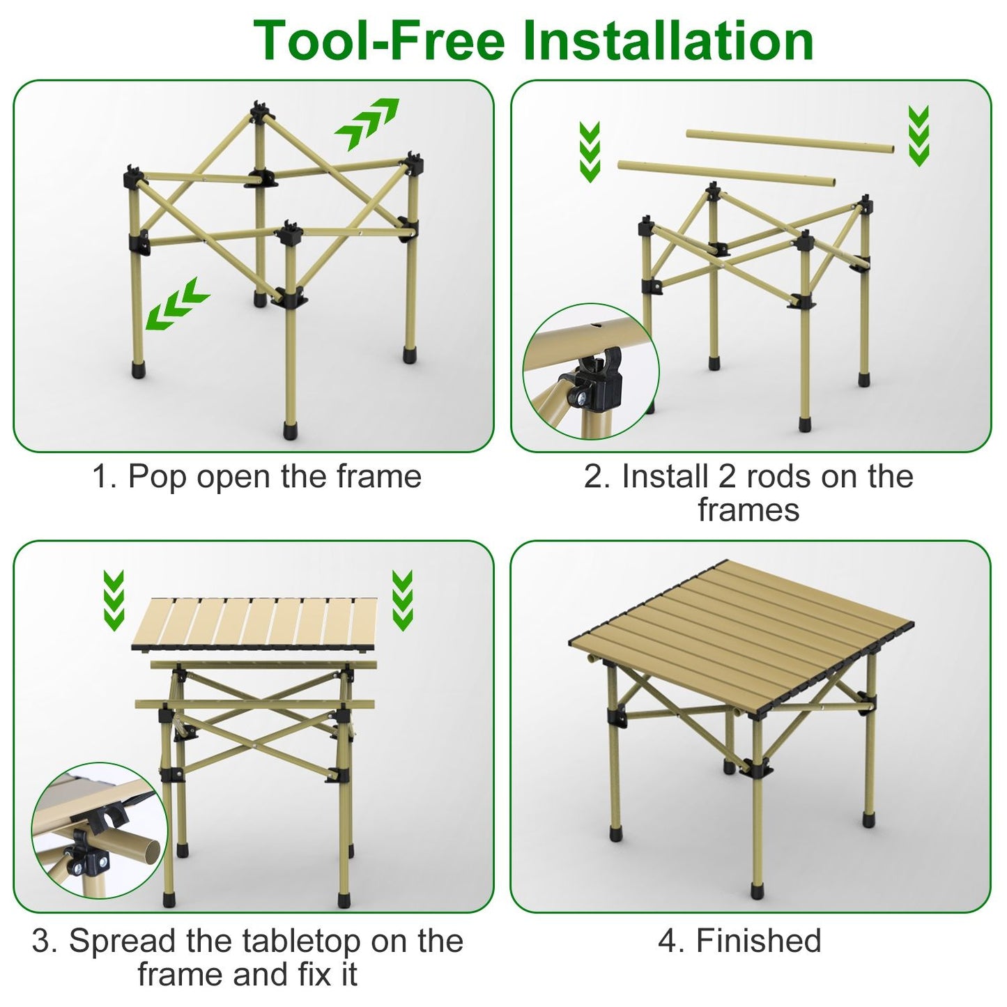 Carbon Steel Roll Up Camping Table Heavy Duty