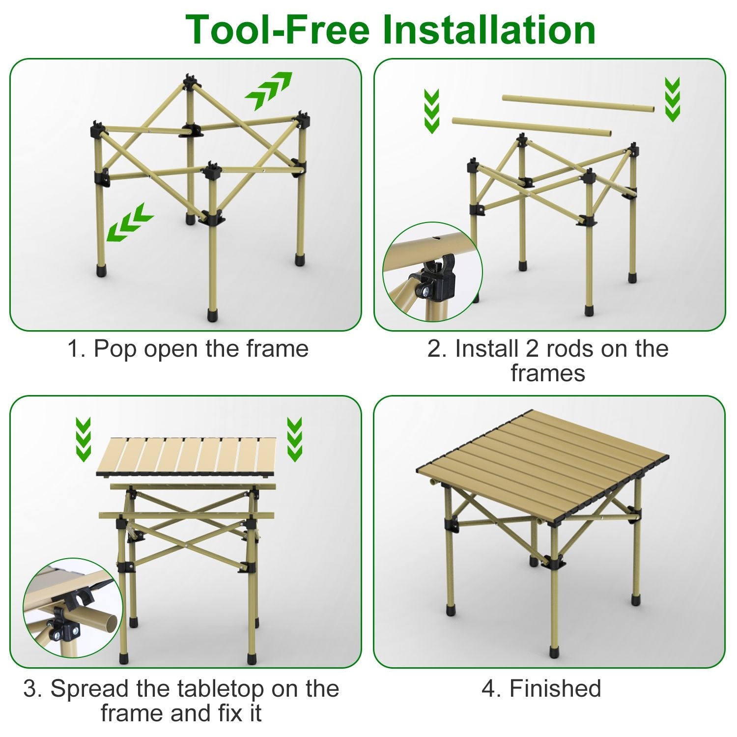 Carbon Steel Roll Up Camping Table Heavy Duty