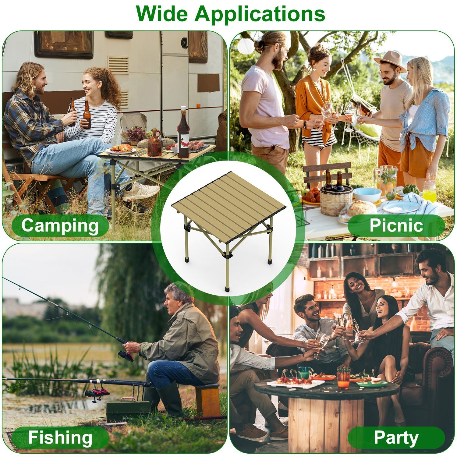 Carbon Steel Roll Up Camping Table Heavy Duty