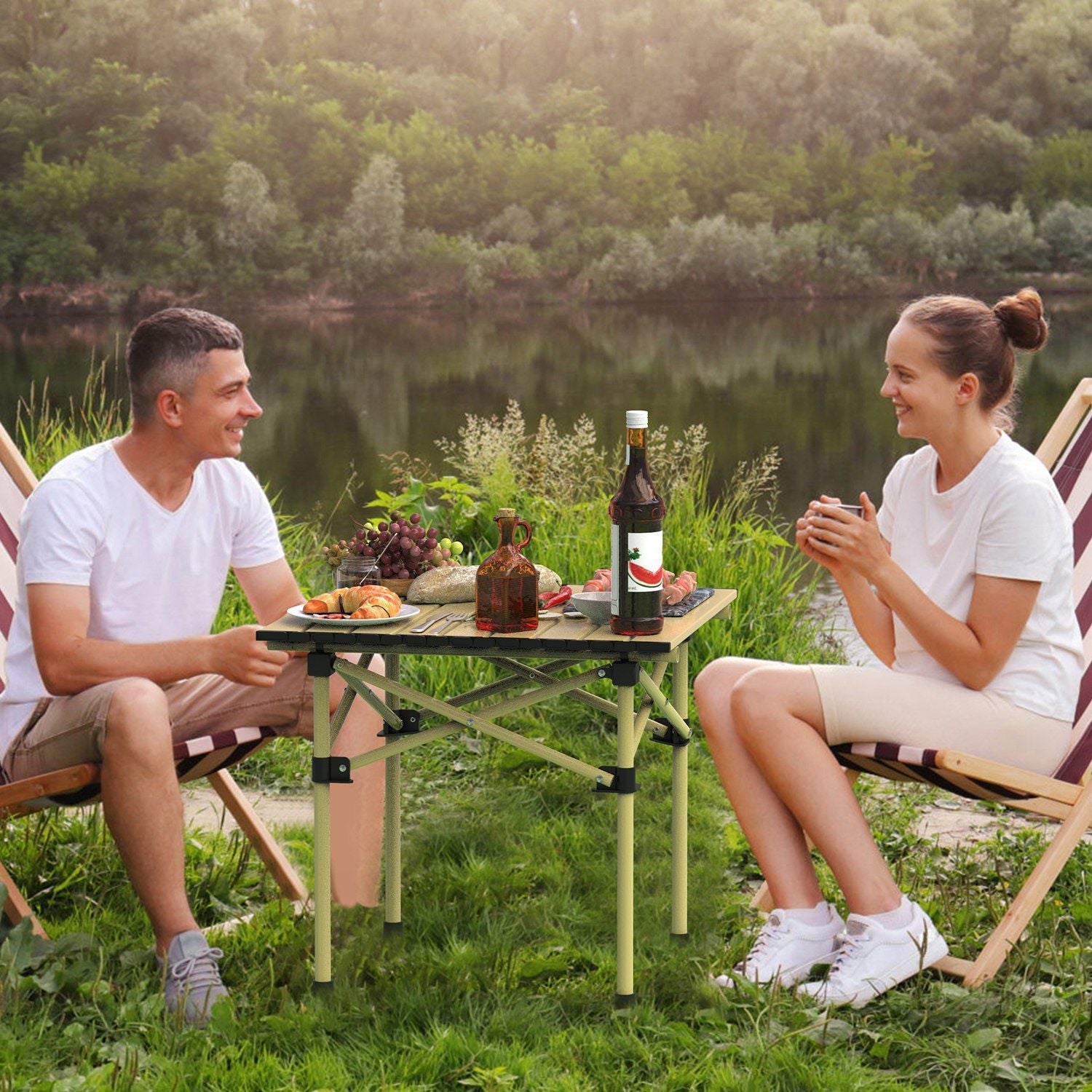 Carbon Steel Roll Up Camping Table Heavy Duty