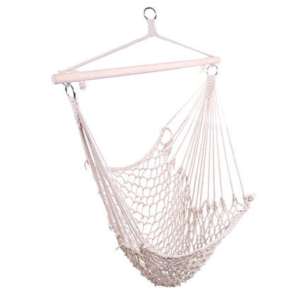 Cotton Hammock Chair Indoor Outdoor Rope Swing Beige