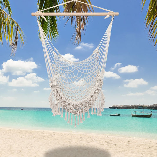 Cotton Rope Hammock Chair With Tassel