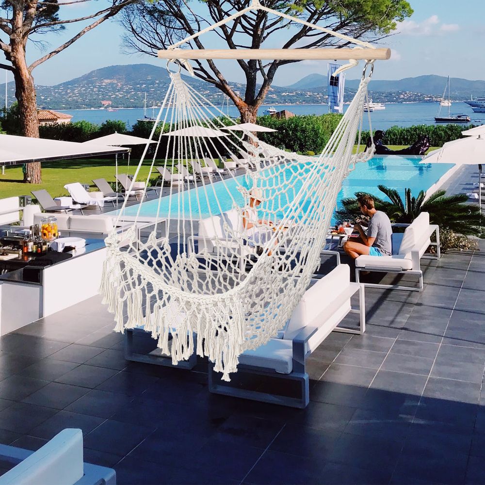 Cotton Rope Hammock Chair With Tassel