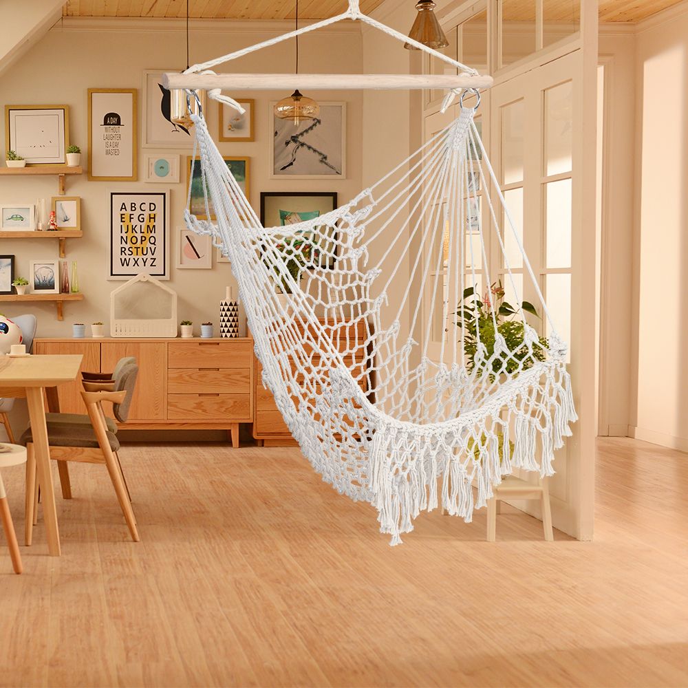 Cotton Rope Hammock Chair With Tassel