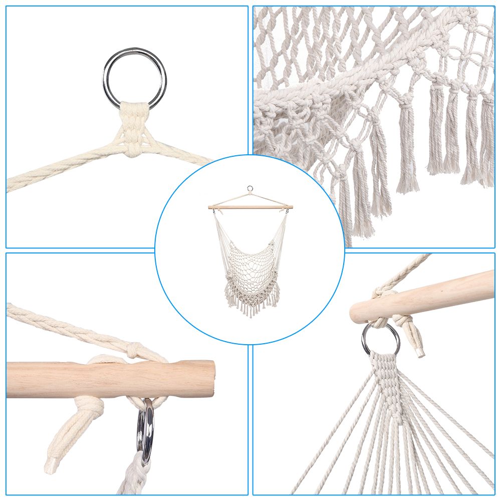 Cotton Rope Hammock Chair With Tassel