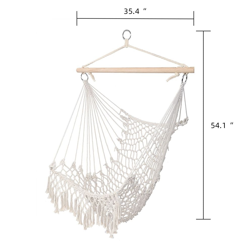 Cotton Rope Hammock Chair With Tassel