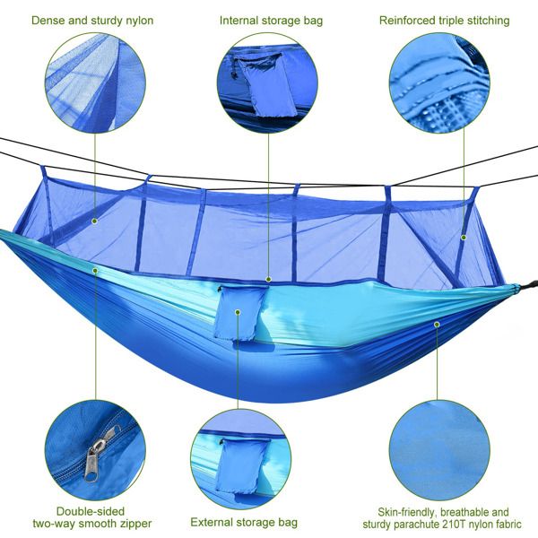 Double Camping Hammock With Mosquito Net Nylon