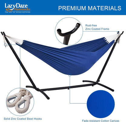 Double Hammock with Steel Stand: Portable with Pillow & Carrying Case 450lbs