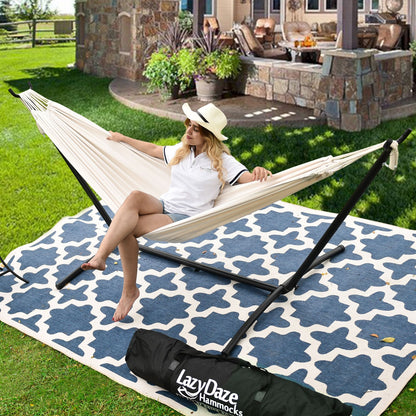 Double Hammock with Steel Stand: Portable with Pillow & Carrying Case 450lbs