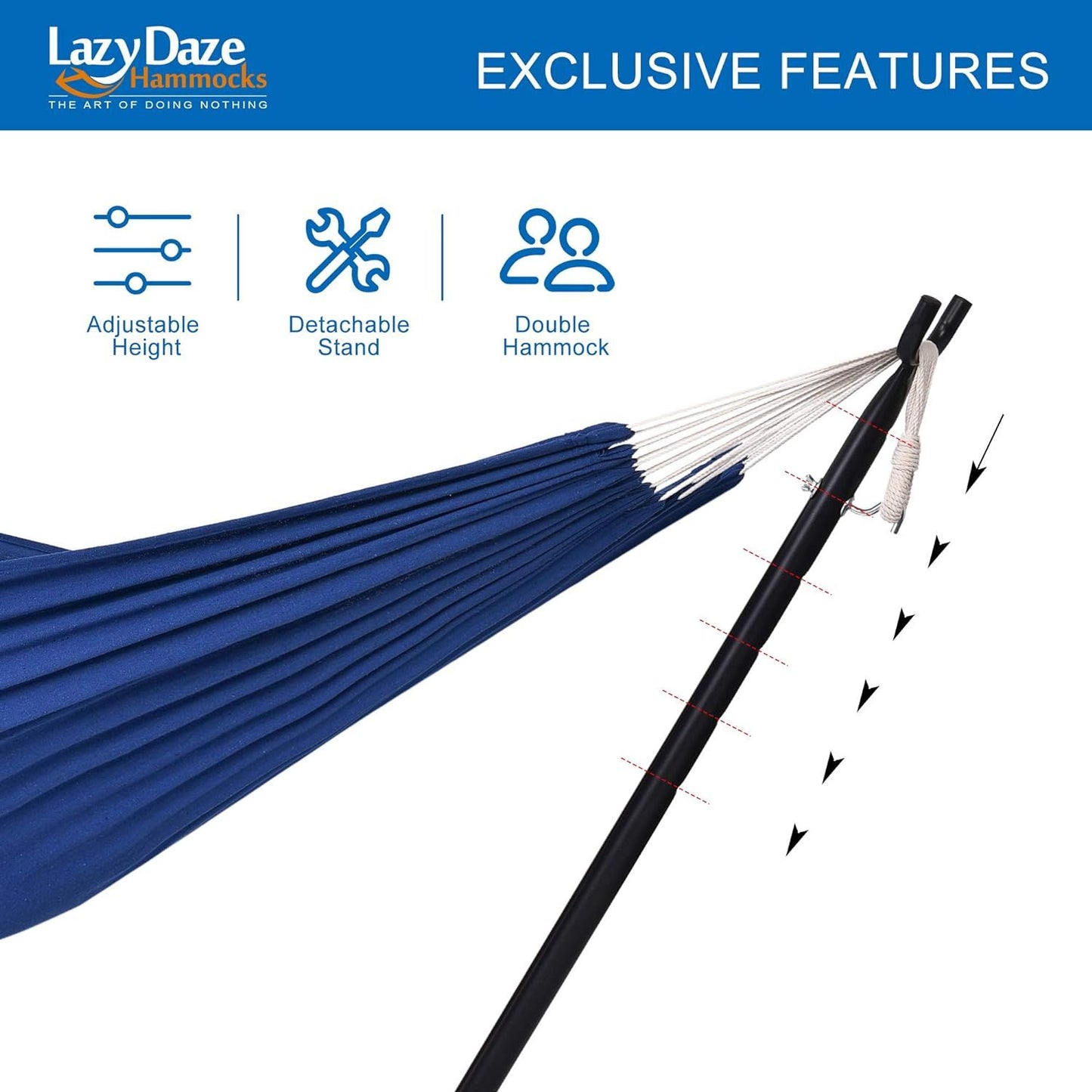 Double Hammock with Steel Stand: Portable with Pillow & Carrying Case 450lbs