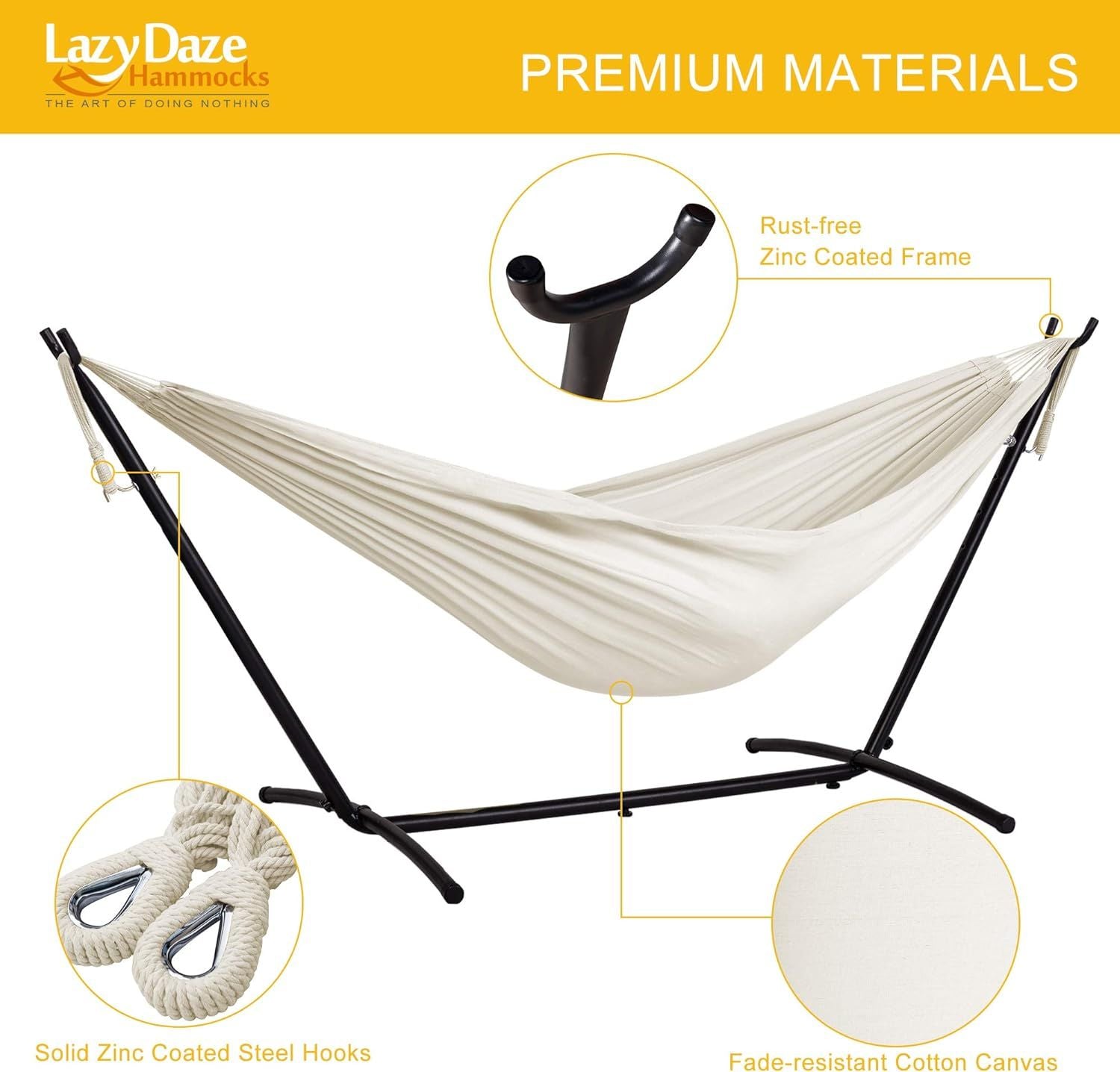 Double Hammock with Steel Stand: Portable with Pillow & Carrying Case 450lbs
