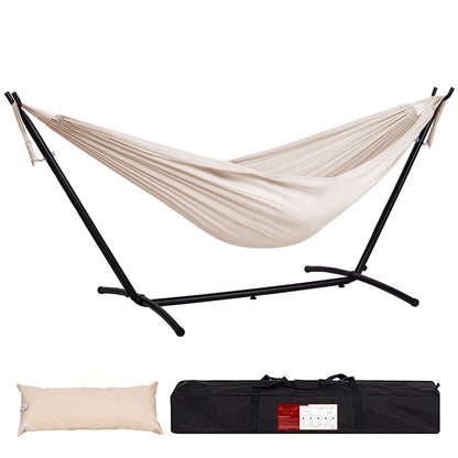 Double Hammock with Steel Stand: Portable with Pillow & Carrying Case 450lbs