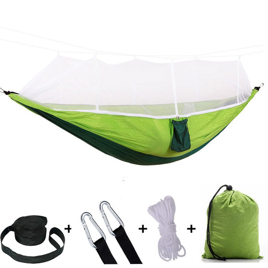 Double Nylon Camping Hammock With Mosquito Net