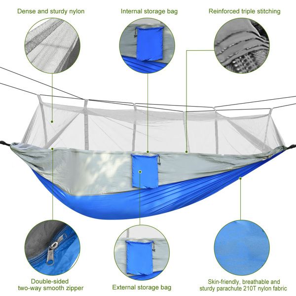 Double Portable Camping Hammock With Mosquito Net