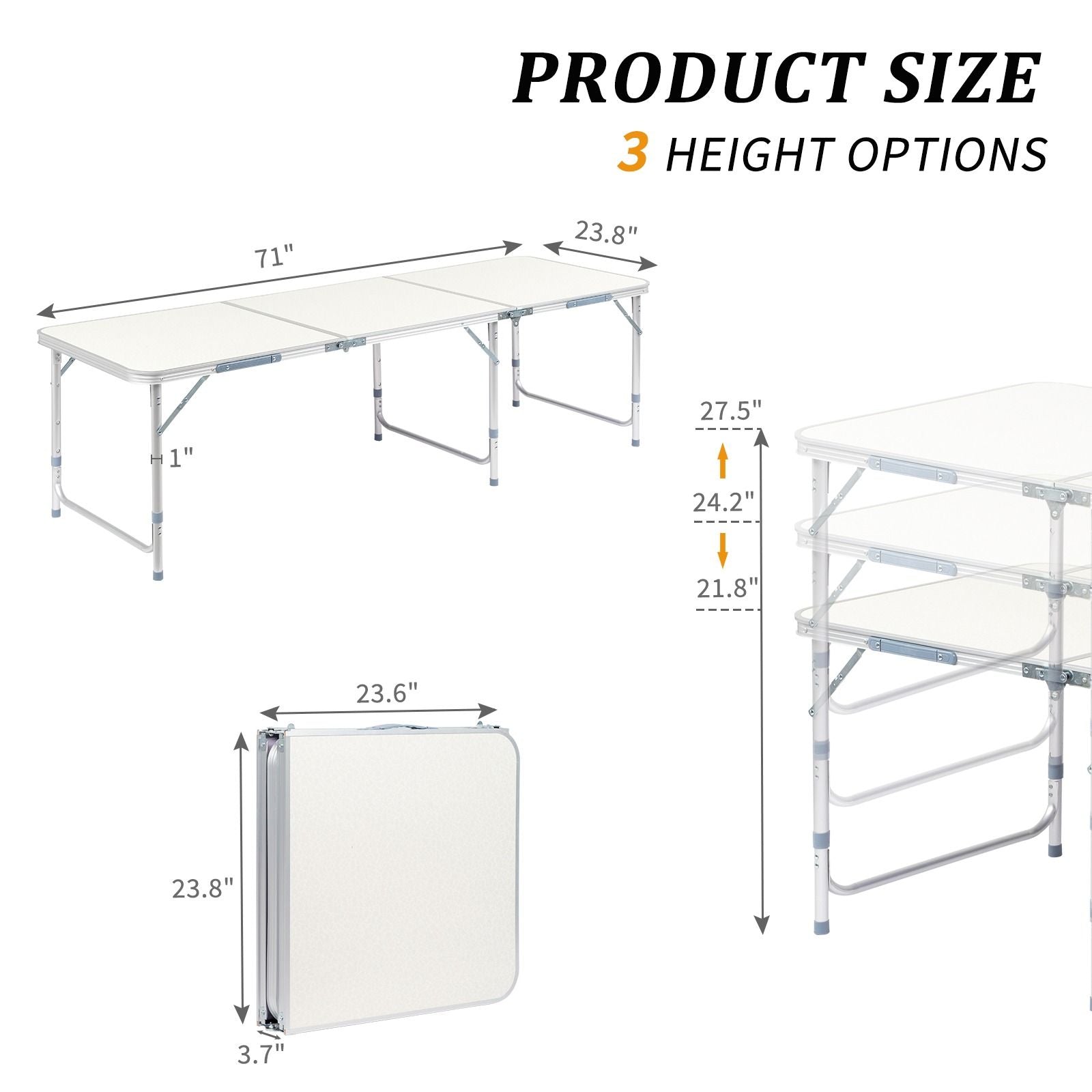 Durable Plastic Folding Table 3 4 6ft