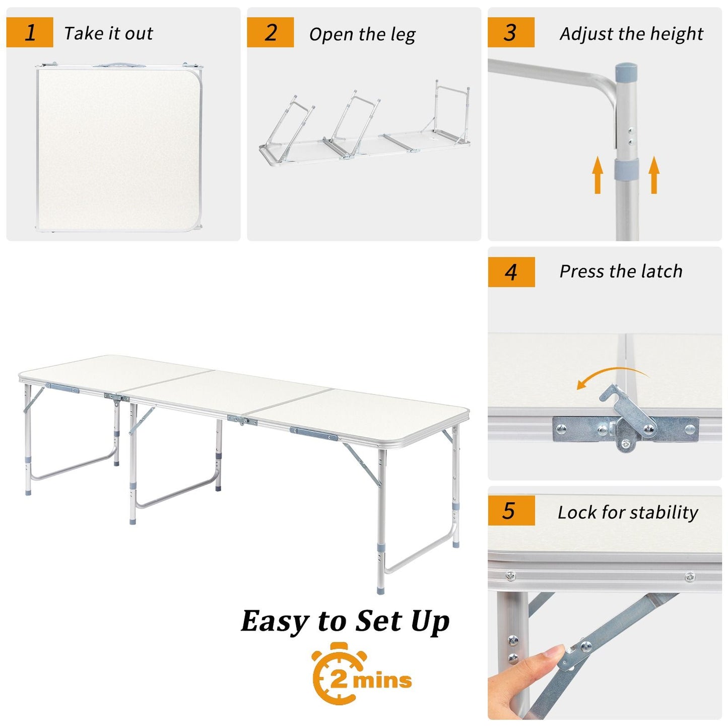 Durable Plastic Folding Table 3 4 6ft