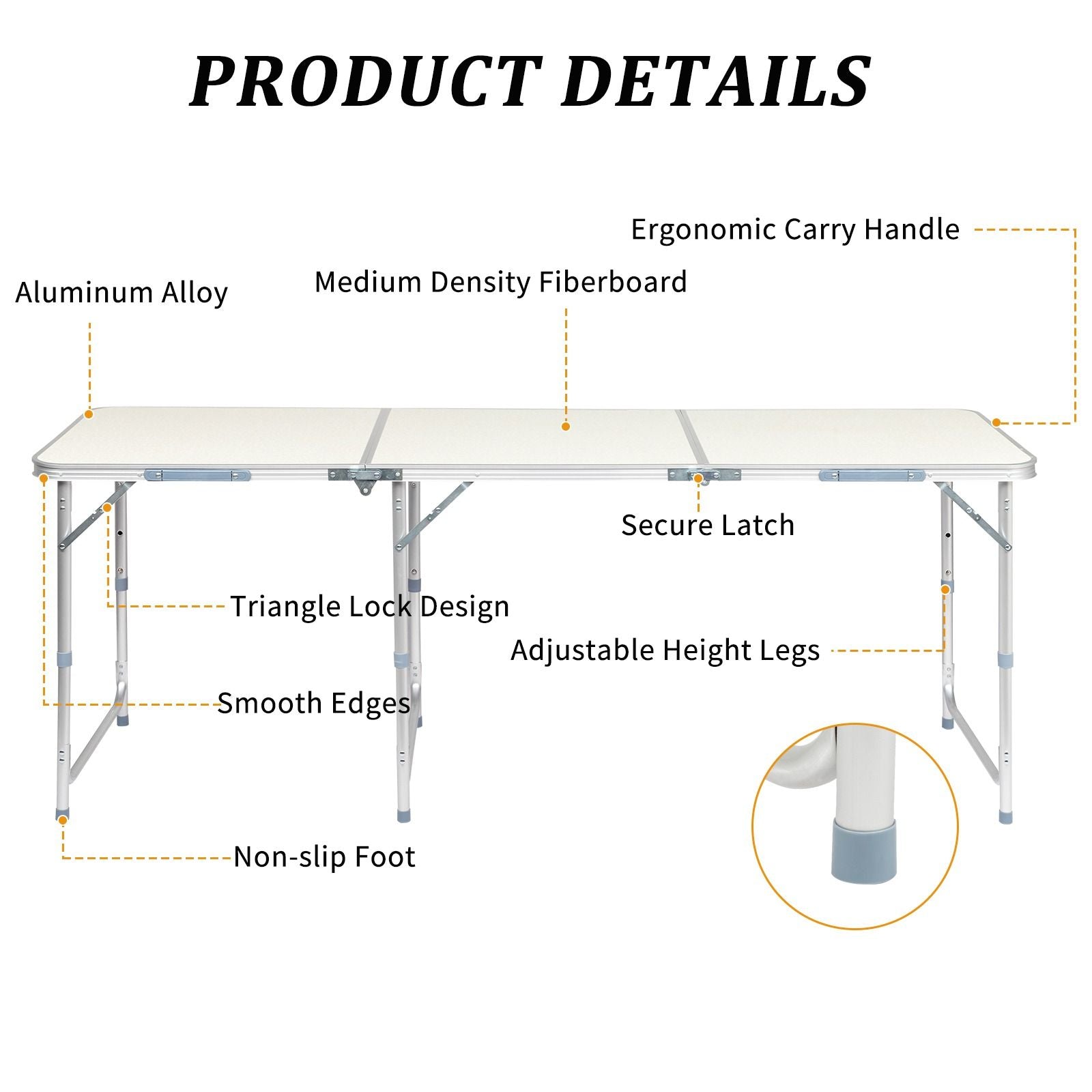 Durable Plastic Folding Table 3 4 6ft