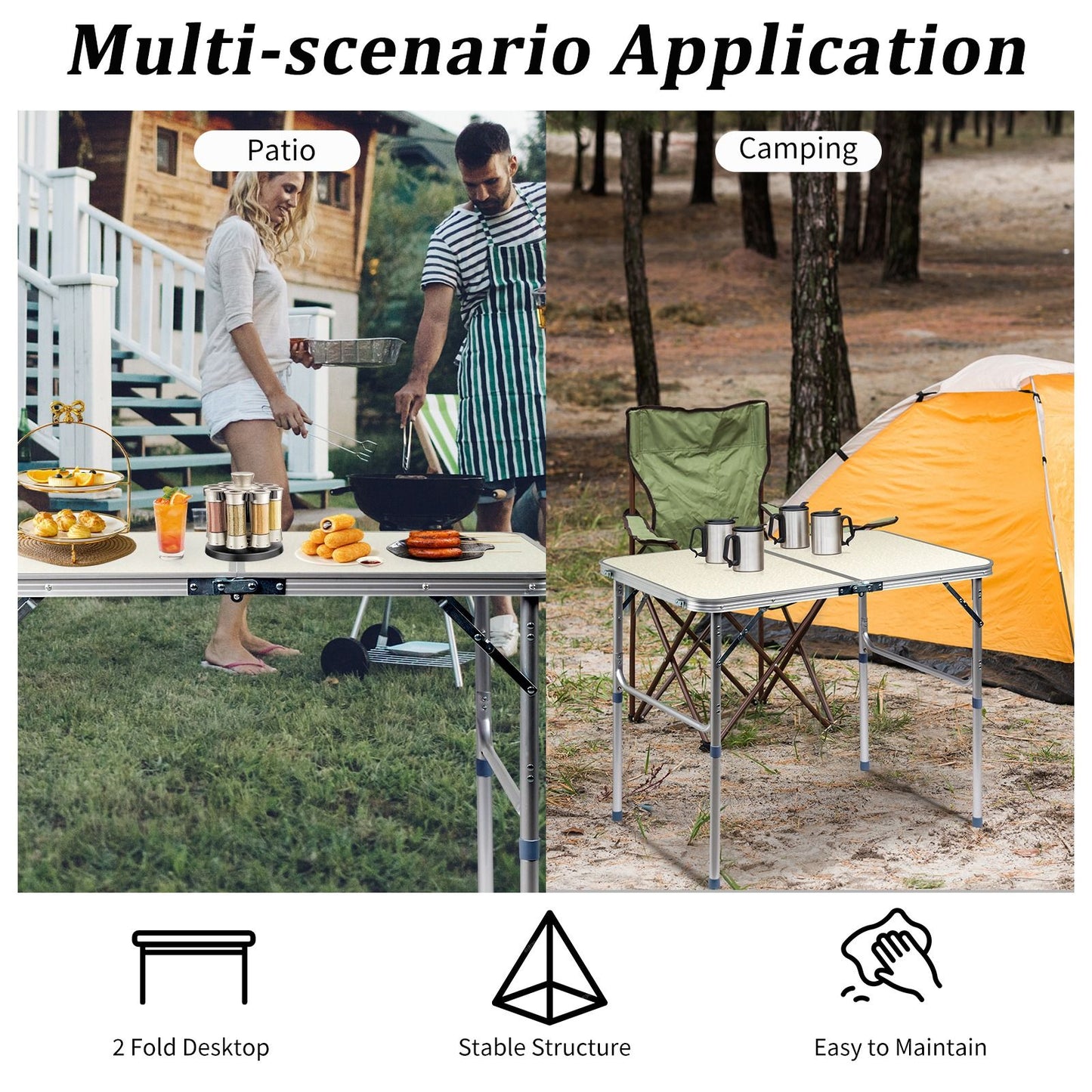 Durable Plastic Folding Table 3 4 6ft