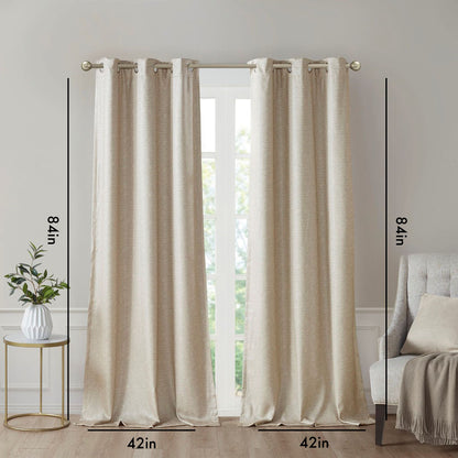 Faux Silk Tonal Printed Total Blackout Curtain Pair
