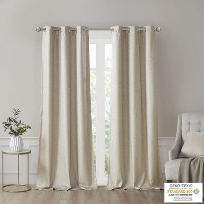 Faux Silk Tonal Printed Total Blackout Curtain Pair