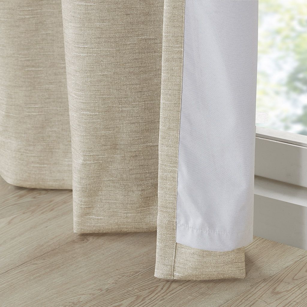 Faux Silk Tonal Printed Total Blackout Curtain Pair