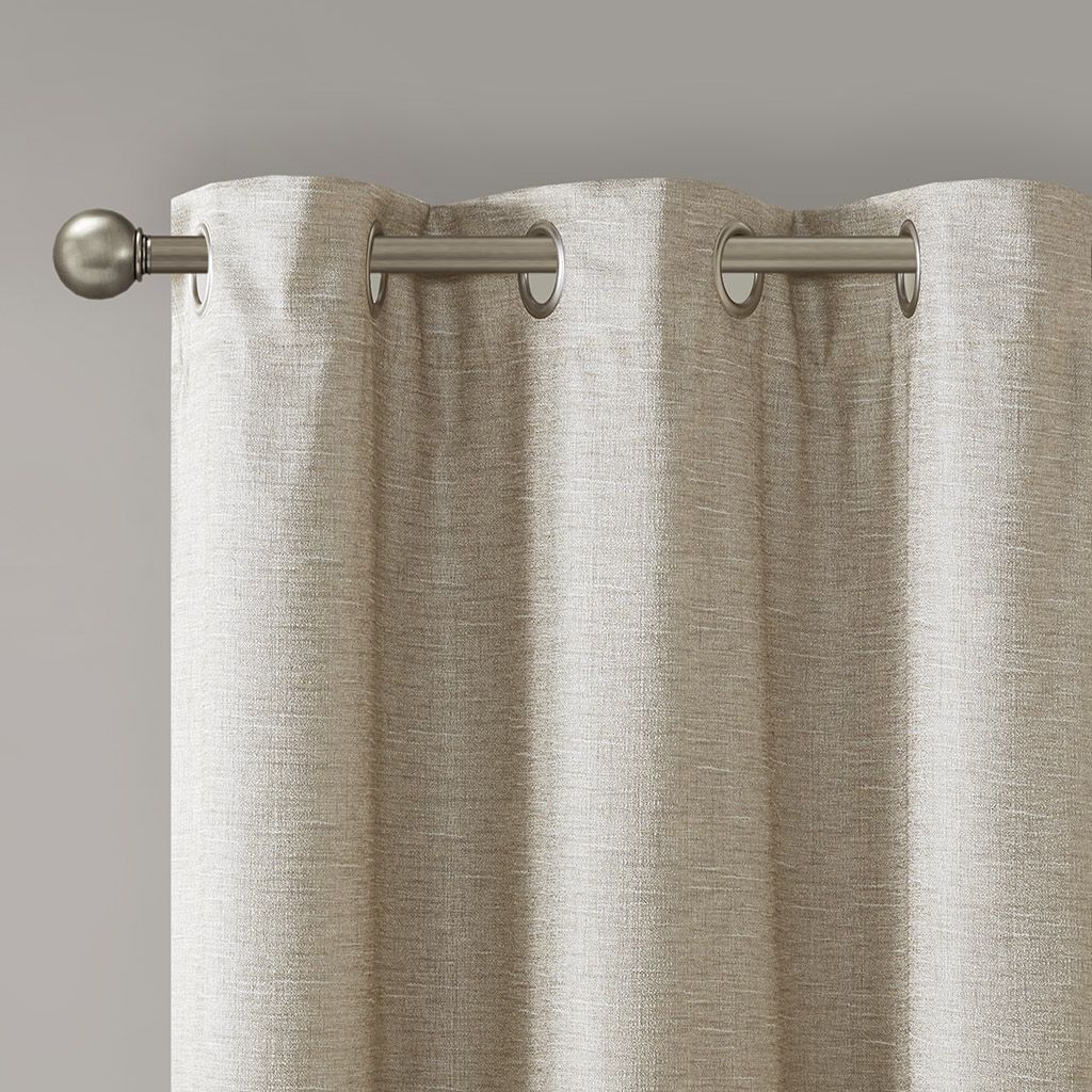 Faux Silk Tonal Printed Total Blackout Curtain Pair