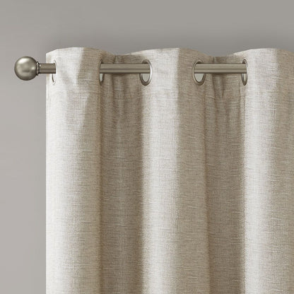 Faux Silk Tonal Printed Total Blackout Curtain Pair