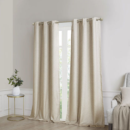 Faux Silk Tonal Printed Total Blackout Curtain Pair