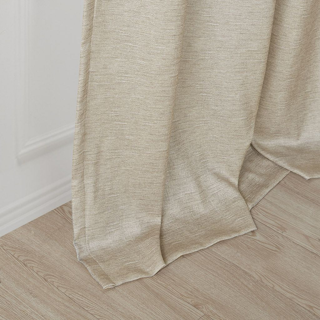 Faux Silk Tonal Printed Total Blackout Curtain Pair