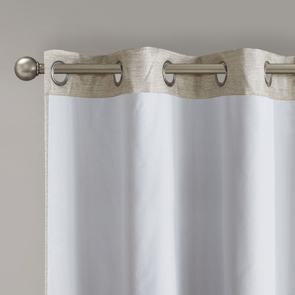 Faux Silk Tonal Printed Total Blackout Curtain Pair
