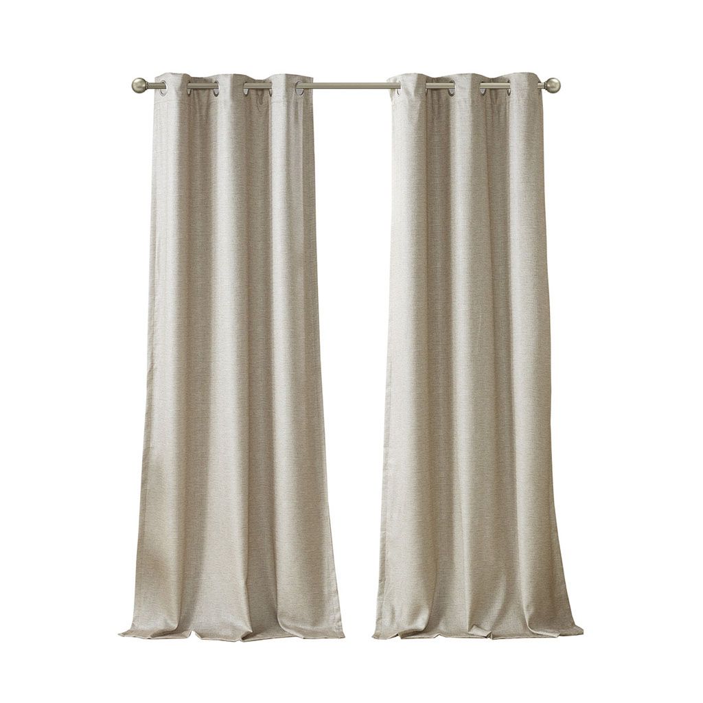 Faux Silk Tonal Printed Total Blackout Curtain Pair