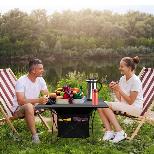 Foldable Aluminum Camping Table With Storage Basket