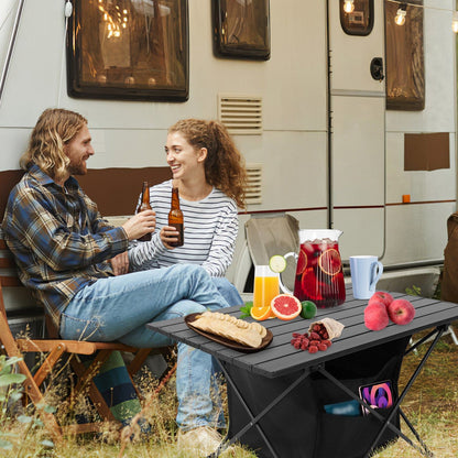 Foldable Aluminum Camping Table With Storage Basket
