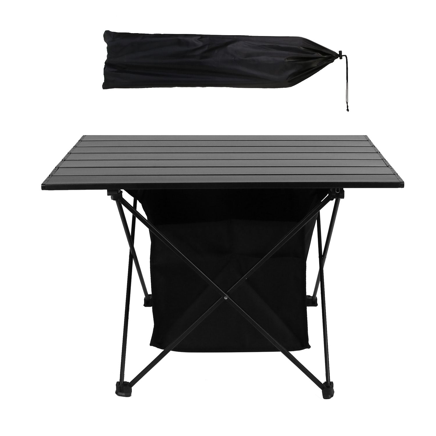 Foldable Aluminum Camping Table With Storage Basket