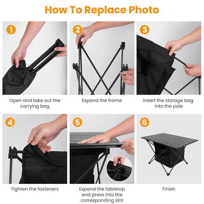 Foldable Aluminum Camping Table With Storage Basket