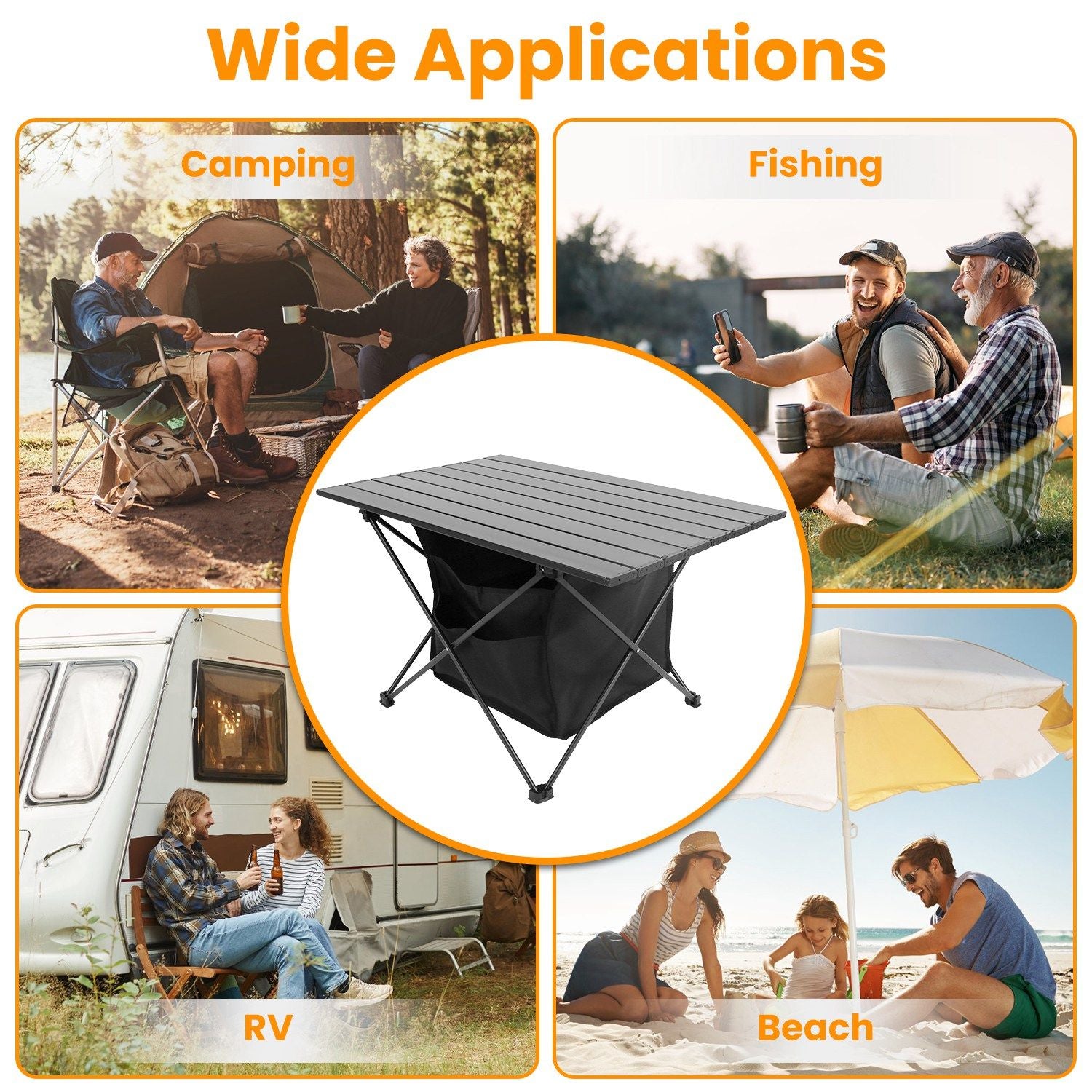 Foldable Aluminum Camping Table With Storage Basket